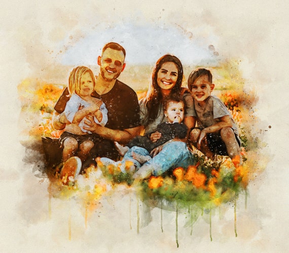 Personalized Digital Custom Family Watercolor Painting | Etsy Canada