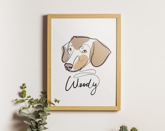 Custom Minimalist Line Art Dog/Cat Portrait Painting - Personalized Pet Art - Unique Pet Lover Gift - Modern Animal Sketch - Hand-Made Art