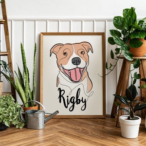 Custom Minimalist One Line Art Dog Portrait, Personalized Line Art Pet Drawing, 24 Hours Digital Download, Unique Dog Lover Christmas Gift