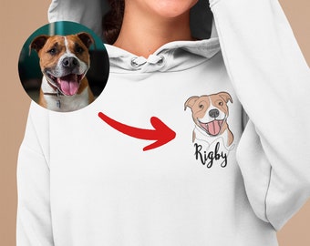 NEW Custom Hand-Drawn Dog Portrait Hoodie, Perfect Gift for Dog Lovers and Parents, Unisex Heavy Blend Sweatshirt, Handmade