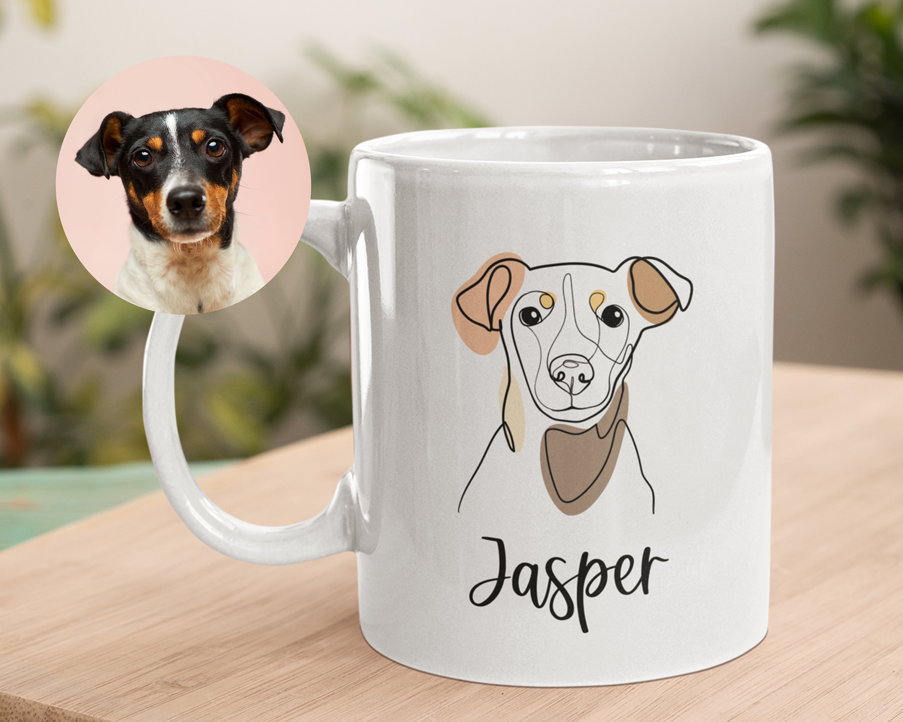 Custom HandDrawn Dog Pet Photo Mug Coffee Mug With Name Etsy