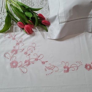Machine embroidered sheet in pure cotton percale of the highest quality sheet cotton