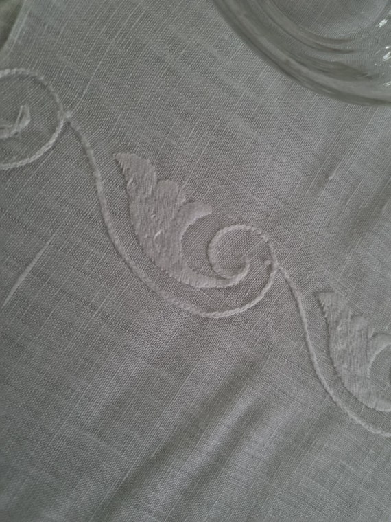 Nappe De Noël Brodée En Lin Pur - Format 12 Places (175x270 Cm) - Blanc - Faite Main En Italie - NEUVE