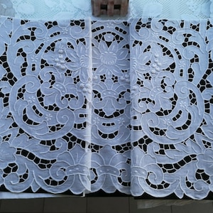 Pure linen sheet with Clusters and Intaglio embroidery completely by hand. Sheet linen