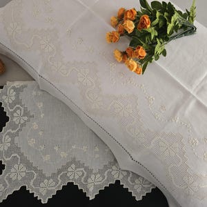 Drap en pur lin bellora avec broderie à la main drap de couleur écru sicilien