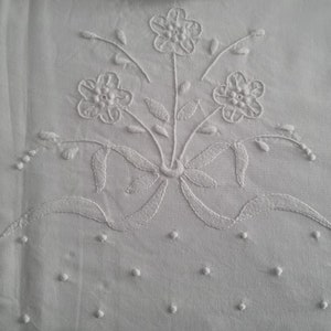 Percale Cotton Sheet with satin stitch embroidery by hand sheet cotton