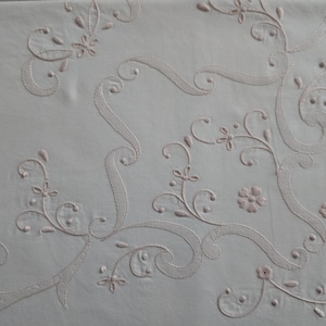 hand embroidered sheet in pure percale cotton, very high quality