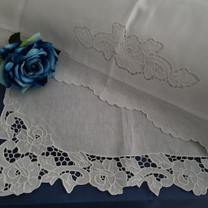 pure linen sheet with embroidery. Completely handmade sheet linen