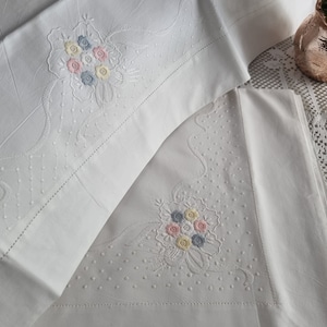 Percale Cotton Sheet with satin stitch embroidery by hand sheet cotton