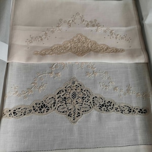 Rich 100% linen towels with cantu&#39; Roselin embroidery handmade towel 2 large and 2 guest