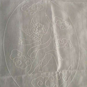 Pair of Pure Linen Curtains with Full Stitch Angels Hand Embroidery 60 x 240 cm curtain linen
