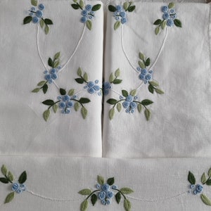 Drap pur lin avec broderie Punto Vapore à la main drap fait main