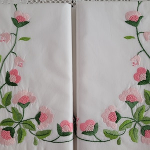 Percale Cotton Sheet with satin stitch embroidery by hand sheet cotton