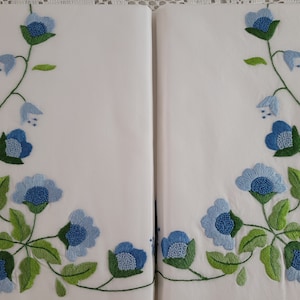 Percale Cotton Sheet with satin stitch embroidery by hand sheet cotton