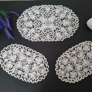 Very rich set of 3 doilies all Burano di Venezia hand embroidered Doilies handmade
