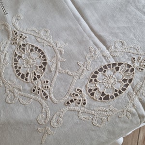 hand embroidered bedspread in linen blend carving embroidery bedspread handmade