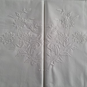 Percale Cotton Sheet with satin stitch embroidery by hand sheet cotton