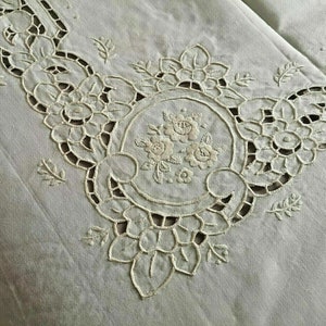 hand embroidered bedspread in linen blend carving embroidery bedspread handmade