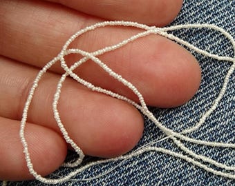 TINY PEARLS 1mm-1.5mm Freshwater Pearls 20&quot; Length - Natural Bright White Color - Organic Off-Round Shapes - For Special Projects