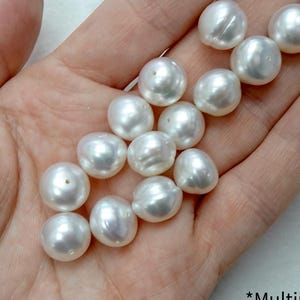 Australian South Sea White Baroque Pearl Bead - Nice Quality Genuine Pearl - Full-Drilled - 10mm-13mm - Excellent Luster - ONE PEARL