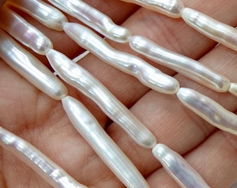 Metallic Freshwater Stick Pearls 16&quot; Length - High Quality - Genuine Freshwater Pearls - Natural Color - Beading and Jewelry - 1 STRAND 16in