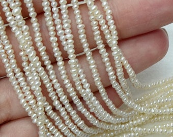 2mm-3mm Freshwater Pearl Strand - Natural Color - High Luster - 16 inches Length - Perfect for Beading and Jewelry Making - 1 STRAND 16&quot;