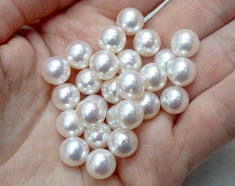 Japanese Akoya Pearl 4mm to 9.5mm, Half-Drilled, Perfectly Round, High Luster, Genuine Cultured Saltwater Pearl, AAA-AAAA - 1 Pearl