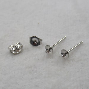 14k Solid Gold White or Yellow Gold Stud Findings 1 Pair of 4mm cups with Posts and Backs, Made in USA