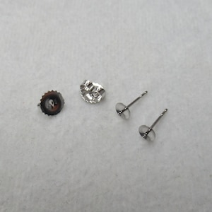 14k Solid Gold White or Yellow Gold Stud Findings 1 Pair of 5mm cups with Posts and Backs, Made in USA