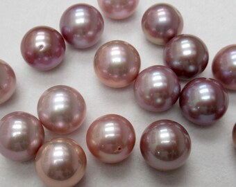 Freshwater Pink Pearl 13-14mm round shape High Quality Exotic Genuine Pearl Undrilled Intense Luster Pink and Purple Color