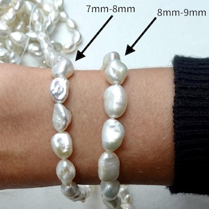 Freshwater Keshi Shape Pearl Strand  - Excellent Quality - High Luster - Genuine Cultured Pearls 16 inch Length- Perfect for Beading Jewelry