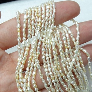 Champagne Natural Color Akoya Keshi 20&quot; Length - 2mm-3mm - Excellent Luster, RARE, Genuine Japanese Akoya Pearls - 1 Strand