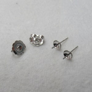 14k Solid Gold White or Yellow Gold Stud Findings 1 Pair of 6mm cups with Posts and Backs, Made in USA