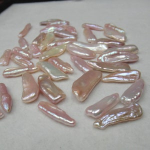 Freshwater Peach Biwa Pearls Large High Quality Organic Shape Genuine Pearl  Excellent Luster Rare