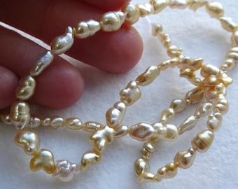 Zuidzee gouden keshi - Zeldzame en natuurlijke kleur, hoge glans, geschikt voor het maken van sieraden en kralen, 40 cm