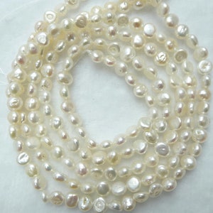 Genuine Freshwater Pearls for Beading and Jewelry Making - Excellent Luster - Organic Shapes - 5mm-6mm - Natural Color - 16&quot; Length