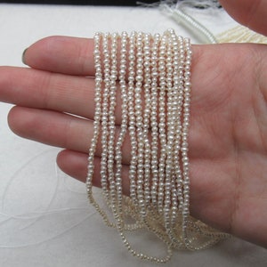 2.5mm-3mm Chinese Freshwater White pearl strands near-round Tiny Genuine Pearls jewelry quality Very High Luster