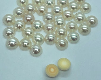 Half Pearl 6mm-6.5mm - Genuine Freshwater Pearl Cabochon - High Luster - Natural White Color - 1 PIECE