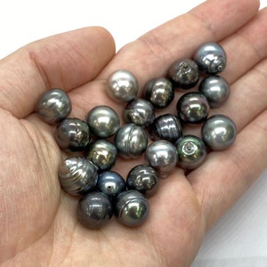 8mm-16mm South Sea Tahitian Pearl Natural Dark and Peacock Colors Circle' Pearl High Quality Exotic Genuine Pearl - Full / Half / Undrilled