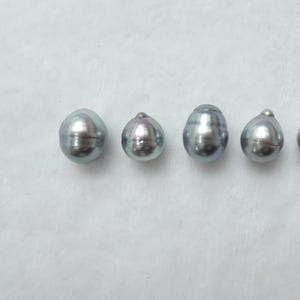 SILVER BLUE TAHITIAN Natural Color - Set of 5 Tahitian Pearls 9mm-10mm - Excellent Luster - Silver Undertone Perfect for Jewelry Making