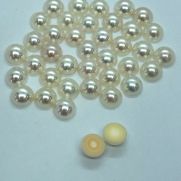 Half pearl cab 6mm-6.5mm Genuine Freshwater pearl cabochon white color