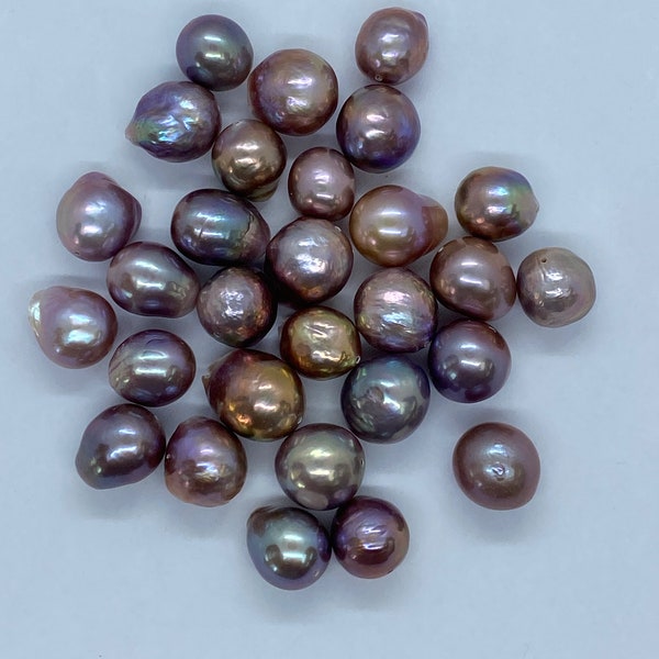 Freshwater Metallic Pink Pearl Baroque shape  10mm-14mm High Quality Exotic Genuine Pearl Full-Drilled Intense Luster Pink and Purple Color