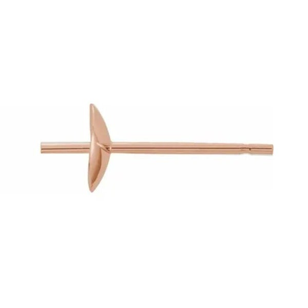 1 Pair of 14k Solid Rose Gold Posts with Cups for Pearl Stud Earrings, Cup Sizes 3mm and 5mm - 1 Pair