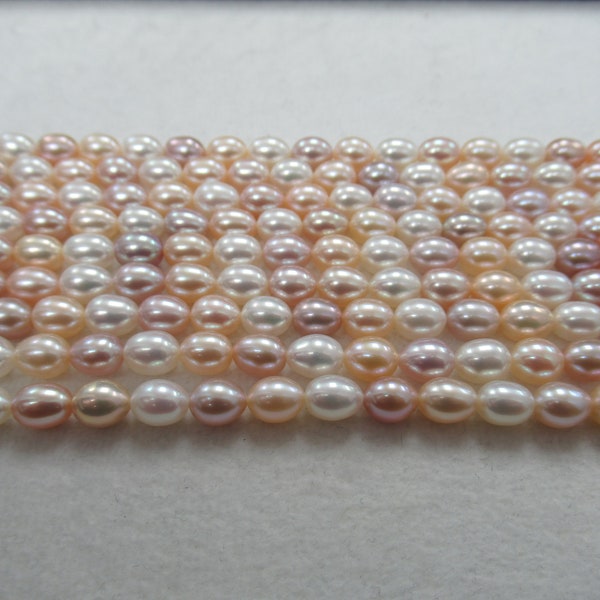 Freshwater Pearl Strands multi-color 6-6.5mm oval shape High Quality Genuine Pearl strands Pink, Peach, White