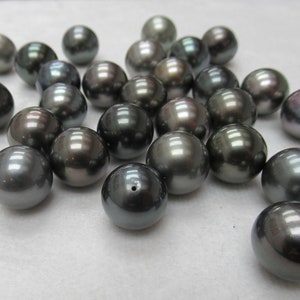 13-14mm South Sea Tahitian Pearl Dark Color, High Luster, Exotic Tahitian Genuine Full-Drilled Pearl Bead