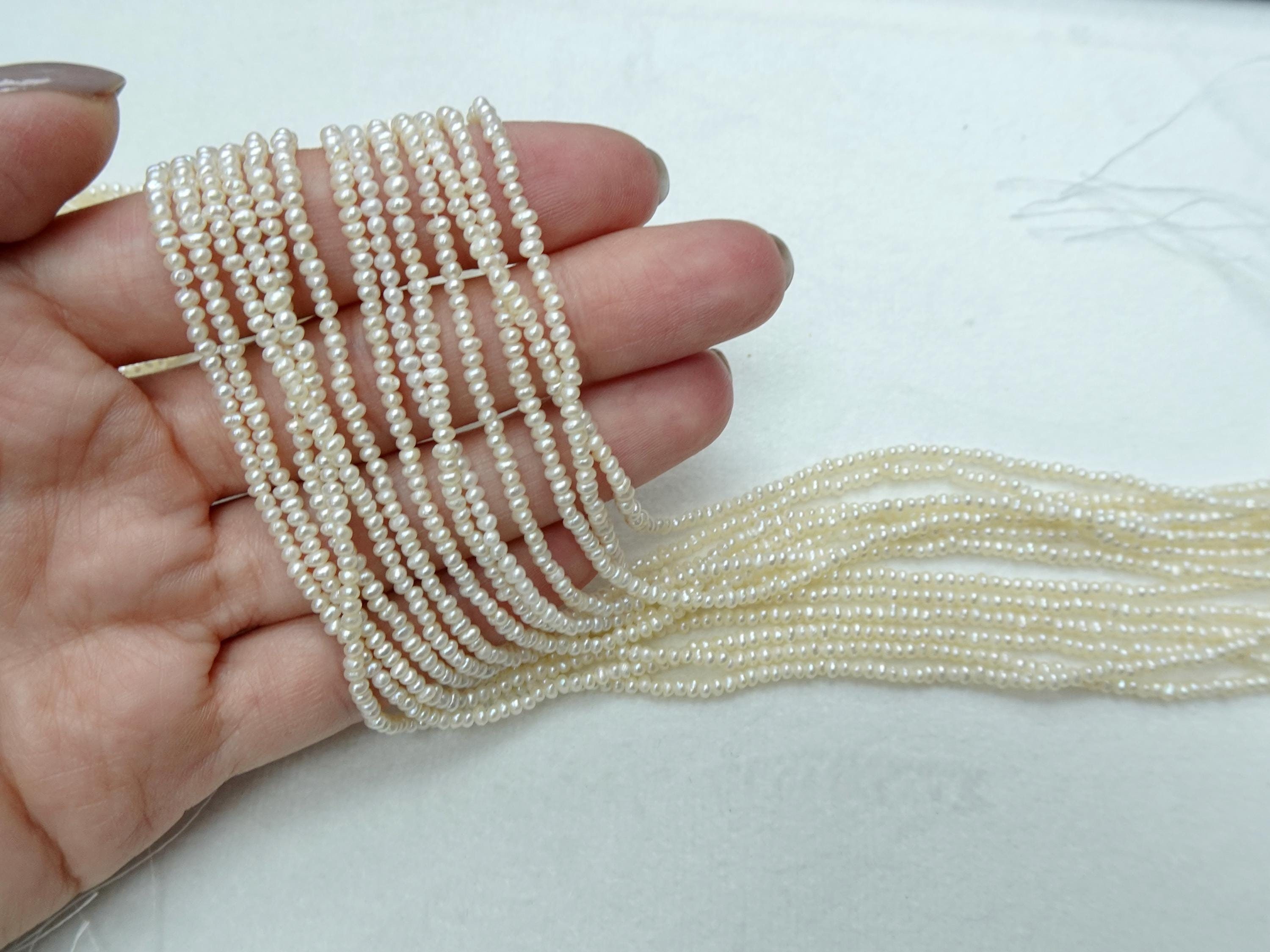 2mm-3mm Freshwater Pearl Strand - Natural Color - High Luster - 16 inches Length - Perfect for Beading and Jewelry Making - 1 STRAND 16"