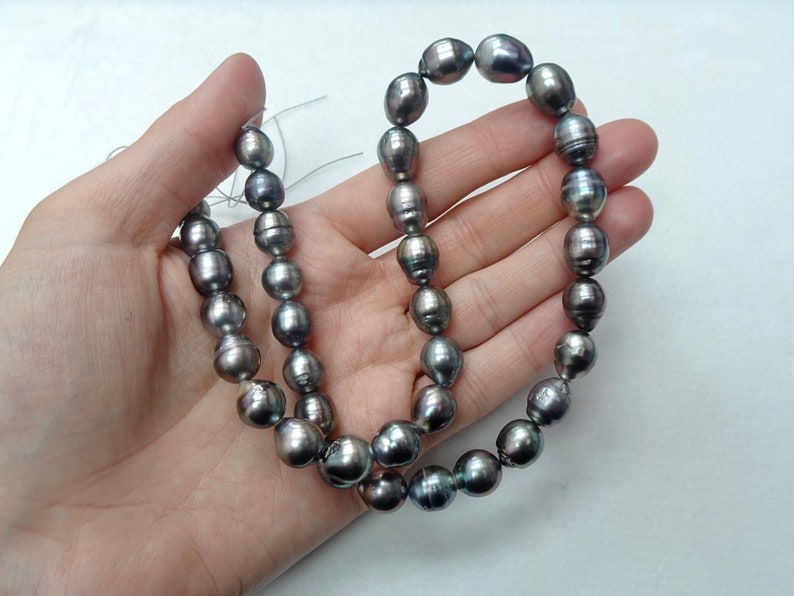 Peacock Color South Sea Tahitian Baroque Pearl Strand 8.6x10.4mm ...