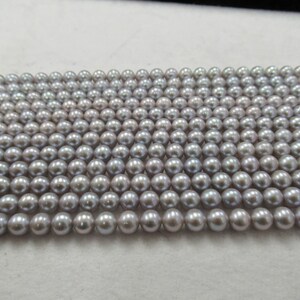 Freshwater 6-6.5mm treated blue/grey round Pearl Strands Genuine Pearl Beads High Luster