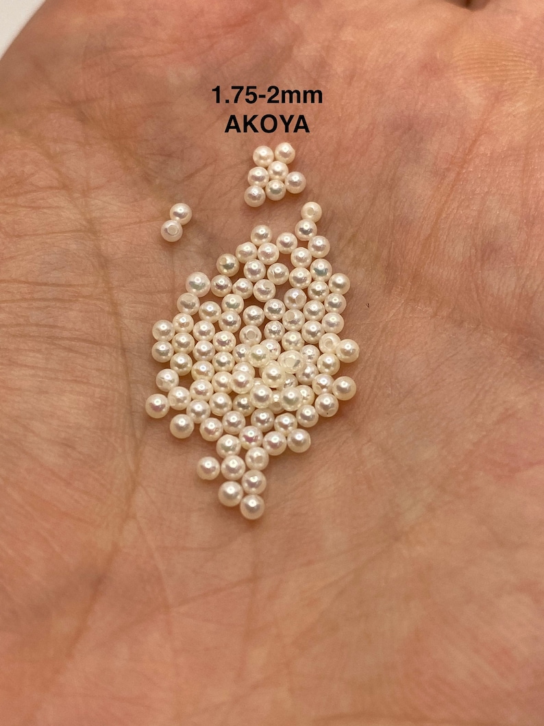 1.75mm-4mm Akoya round pearls Half-drilled Tiny Genuine Pearls jewelry quality Tiny pearls for jewelry making 1 Piece image 1