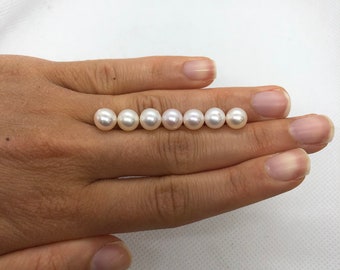 Agua dulce china 7.5-8mm Perlas blancas semiperforadas de calidad fina Perlas genuinas